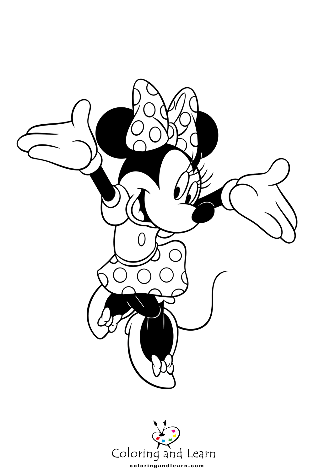 Minnie Mouse in a long dress coloring page