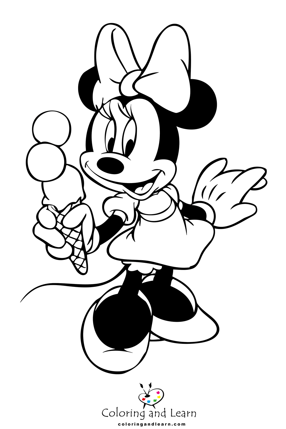 Minnie Mouse in a long dress coloring page