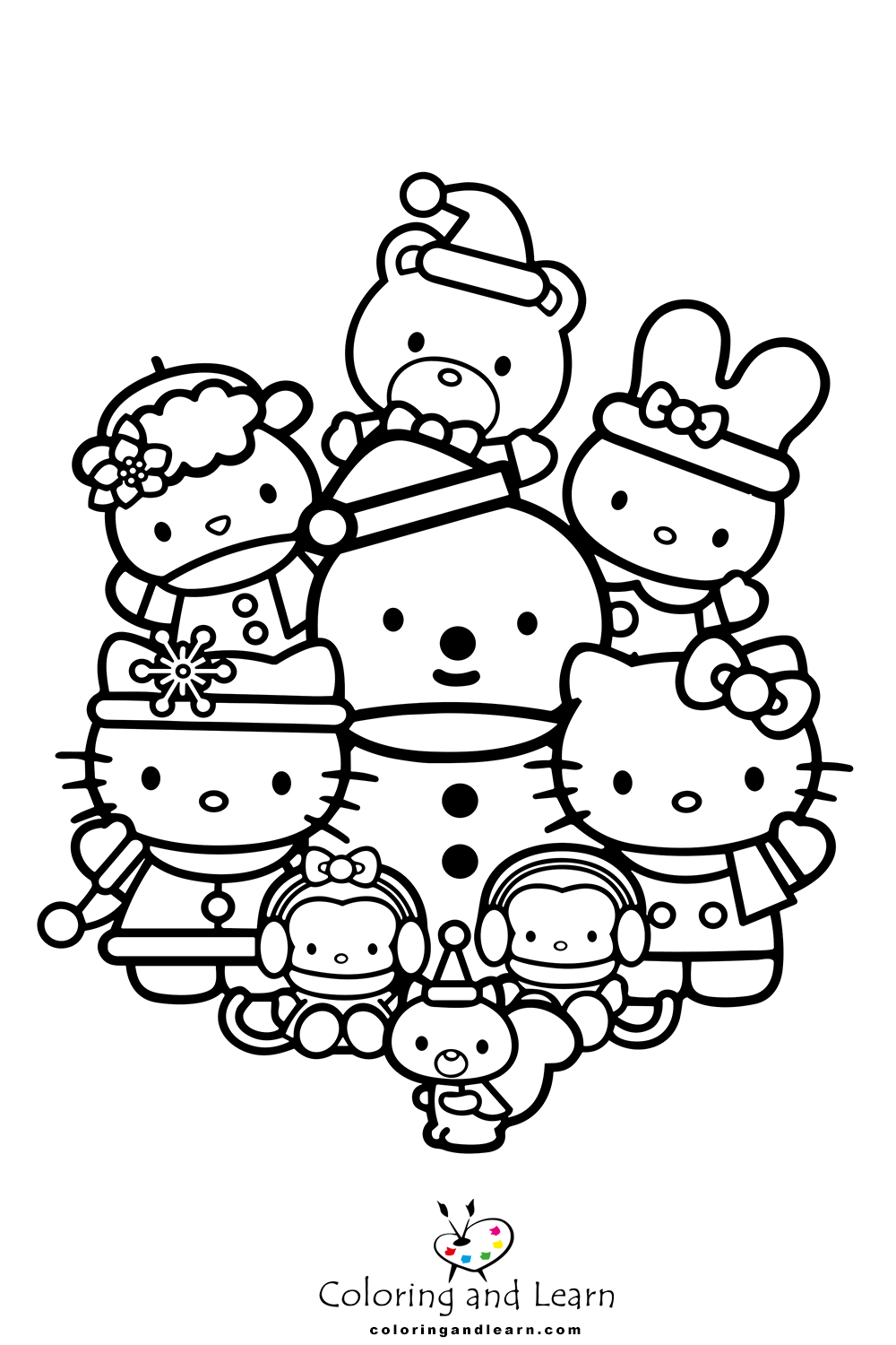 hello kitty characters coloring pages