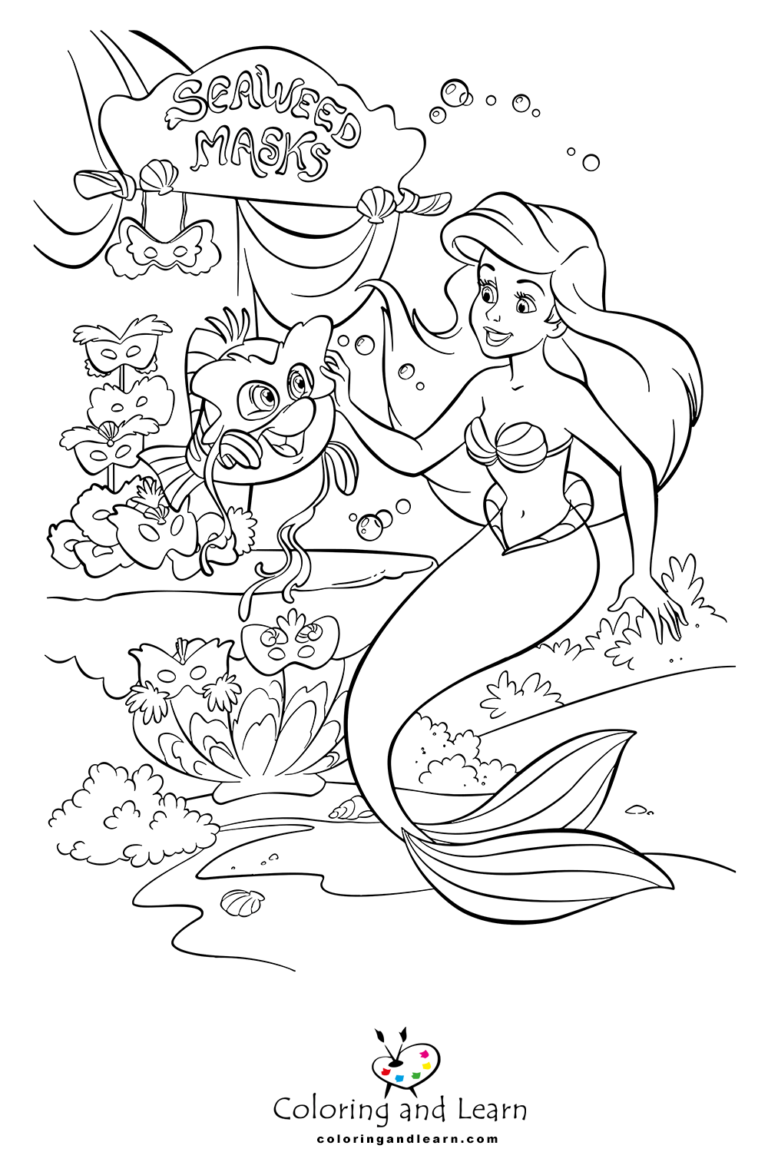 The Little Mermaid Coloring Pages FREE 2024 Coloring And Learn   Little Mermaid Coloring Pages 5 768x1152 