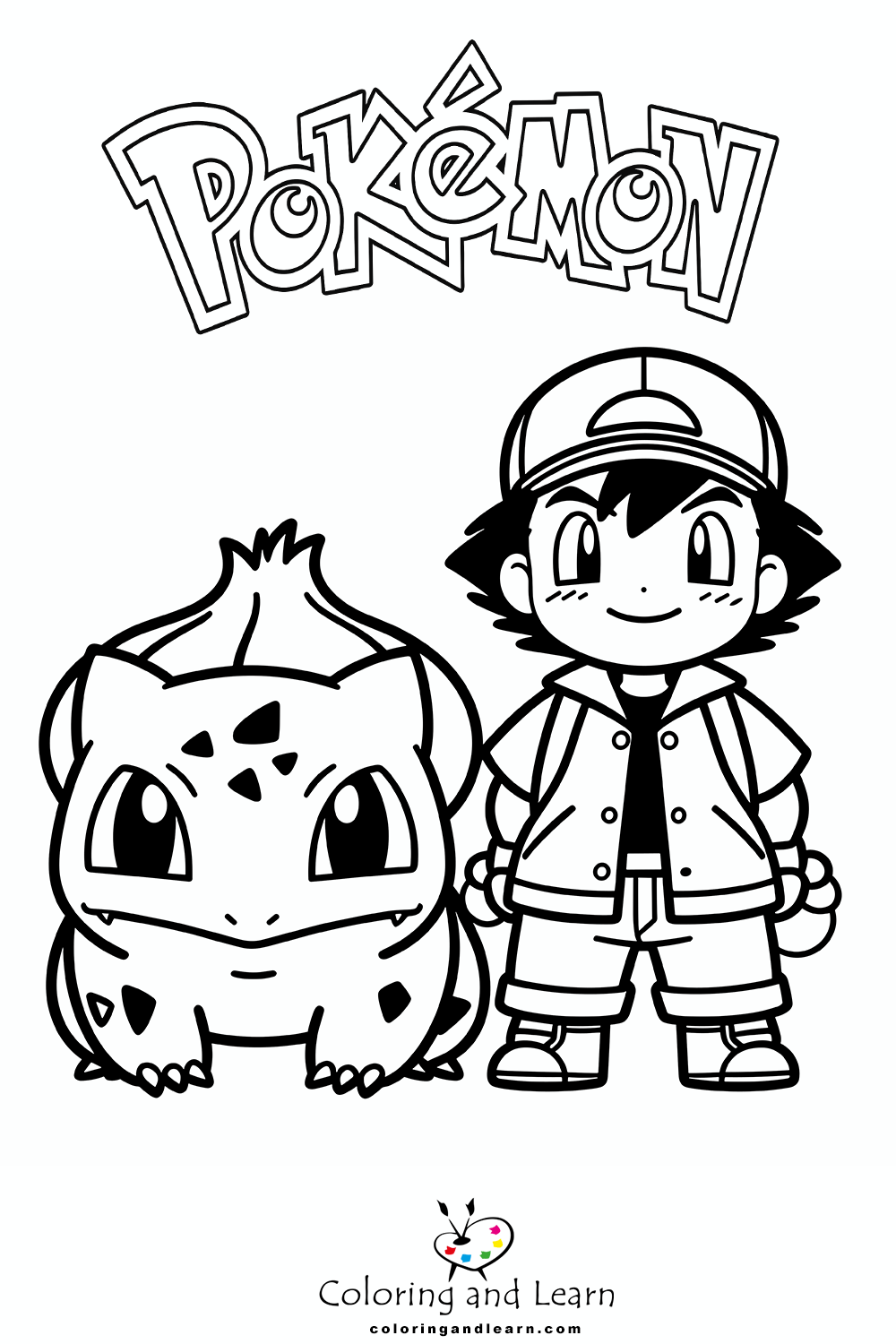 bulbasaur and ash ketchum coloring pages 1